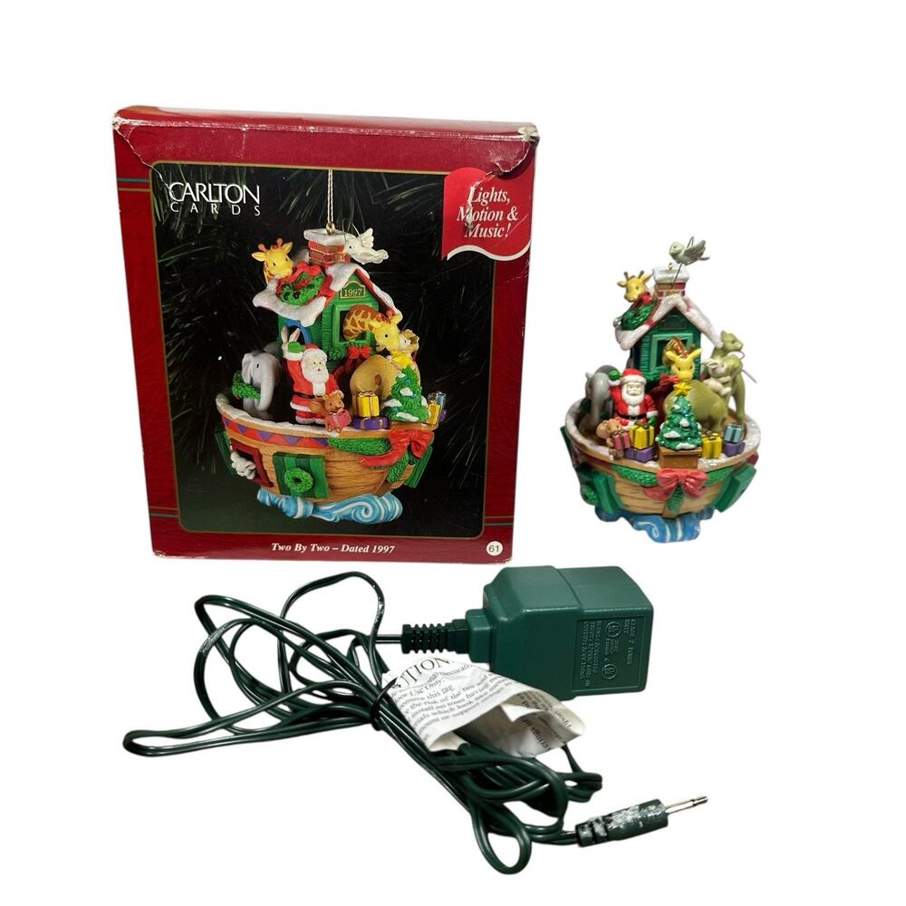 Noahs Ark Santa Ornament Light-Up Music Motion 1997 Carlton Heirloom Collection